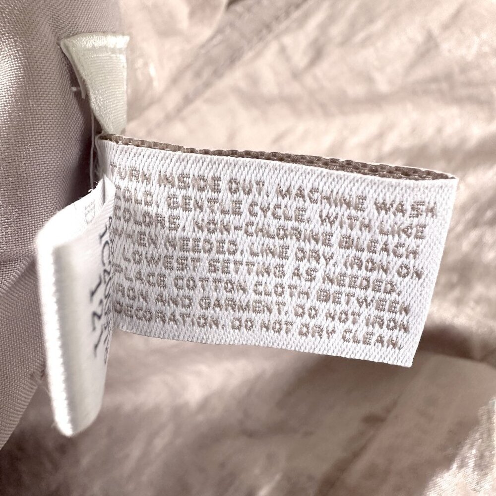 Chico's Ballet Pink Blazer M Ruched Open Front Shimmery Metallic Accent Preppy - Picture 6 of 7